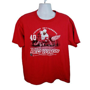 Official NHLPA Detroit Redwings #40 Henrik Zetterberg Red Tshirt Size XL
